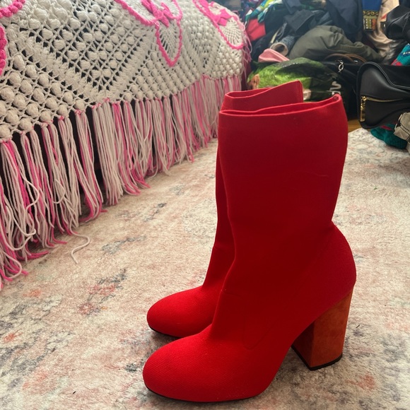 Elena Iachi red sock boots size 7 - Picture 5 of 8
